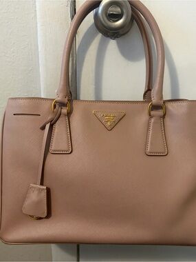 Prada Blush Pink Saffiano Leather Satchel with Gold Hardware